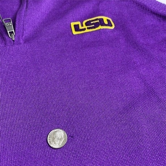 Thomas Dean LSU Sweater Vest Collegiate Extra Fine Merino Wool 1/4 Zip Medium - Picture 6 of 6